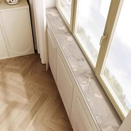 Protezione for Davanzale, Tappetino Copri Davanzale con Texture Effetto Pelle, Spessore 2 Mm, for L'arredamento Della Casa(White-g,10x290cm/4x114in)