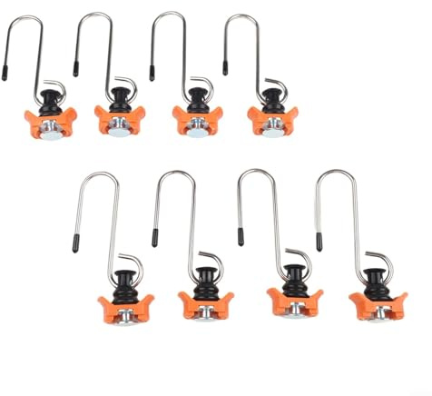 Hasaller Airlineschiene Fitting Haken Set für RV Van Anhänger Camper Legierung Konstruktion Federbelastete Kolbenschloss Sicher bis 50kg Inklusive 8 Single End Kantenleiste Haken für L Track