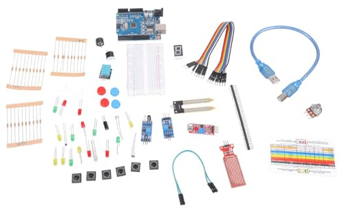 Jazuaiao Learning Kit Starter Kit Fit for UNO Upgraded Version Learning Suite with Retail-Box Stepper Motor Power Supply Breadboard Power Supply Case Solderable with Project Box Small Kits