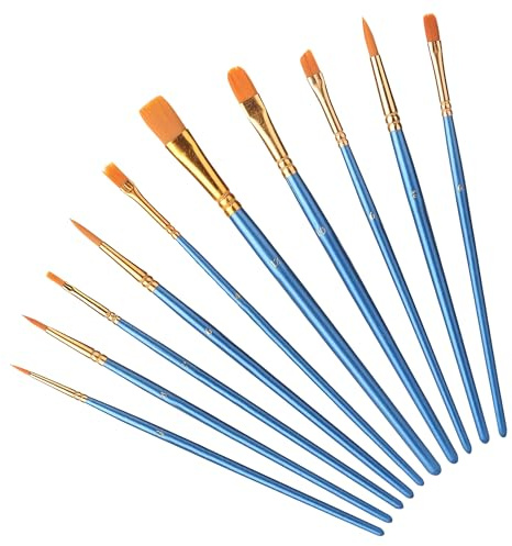 G4GADGET 10 Pack Artist Paint Brushes – Assorted Sizes Paintbrush Set for Acrylic, Watercolour, Oil & Gouache – Fine, Thin & Small Brushes for Art, Kids, Crafts & Detailing