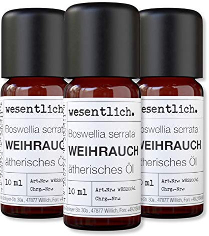 wesentlich. Weihrauchöl - echtes ätherisches Öl - Glasflasche - u.a. für Duftlampe und Diffuser (3x10ml)