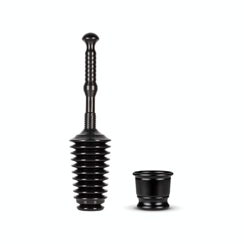 Master Plunger MP500-B3 Heavy Duty Bathroom Toilet Plunger Kit with Short Bucket. Equipped with Air Release Valve, Black