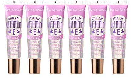 Ruby Kisses Broadway Vita-Lip Clear Lip Gloss (Vitamin E 6 Pack), Ultra-Hydrating & Soothing Formula with Multi-Vitamin Oils, High-Shine Non-Sticky Finish, Healing Lip Balm for Healthy Lips