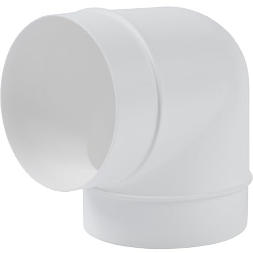 HVAC OV 4” Inch 90 Degree Round Duct Elbow - White PVC Pipe Vent Duct Connector for Indoor HVAC Exhaust, Intake Ventilation - Ducting Pipe Bend/Fitting - Rigid or Flexible Ductwork Adapter