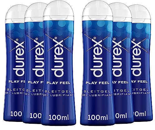 Durex Play Feel Gleitgel – Wasserbasiert, leicht & seidig – Gefühlsechtes Empfinden – 600 ml (6 x 100 ml)