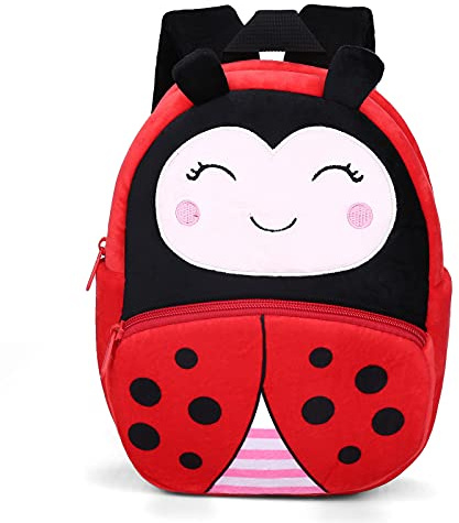 VINBAGGE Sac à Dos Enfant Garderie Maternelle Sac Creche Sac Animaux Cartable École Cartoon Mignon pour bébé Fille garçon 1-3 Ans,Coccinelle