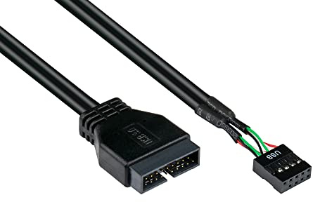 Good Connections Wentronic - Adaptador Interno USB 3.0 (Macho a Hembra USB 2.0, 0,30 m, 30 cm), Color Negro