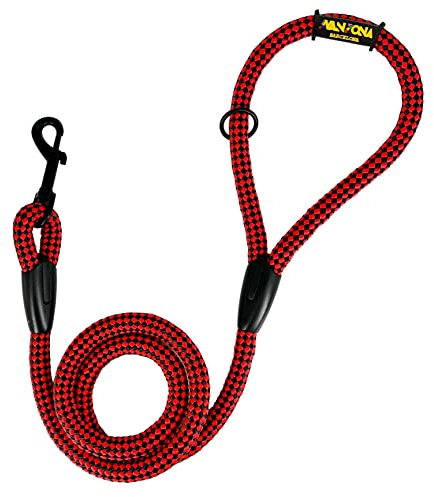Laisse Classique en Corde pour Chien, 120 cm. Rouge&Noir. | Corde tressée en polyester de 12 mm, résistante au quotidien, pour petits, moyens et grands chiens, fabriquée en Espagne.