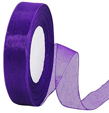 45m Organzaband Lila 20mm Breit Chiffo Geschenkband,Transparentes Organza Bänder Chiffonband Schleifenband Dekoband Geschenkverpackung Deko Band Tüllband für Weihnachten Hochzeit Taufe Geburtstag