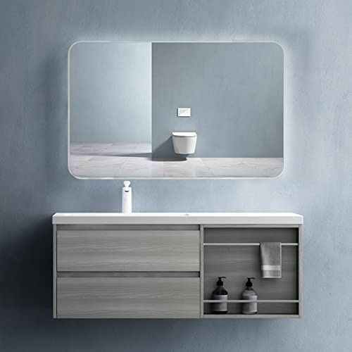 doporro Badmöbel Set Unterschrank 120x46x49cm Waschbecken Wandmontage | Wandhängendes Badmöbel-Set mit Mineralguss-Waschbecken – großzügig & stilvoll für moderne Bäder, Open