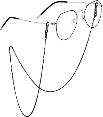 FOCALOOK Zirkonia Steinen/Perlen/Schlange Brillenkette Damen Herren Schlichtes Brillenhalskabel Brillenband Edelstahl Brillenkettchen Schicke Brillen Zubehör Kette an die Sonnenbrille Lesebrille