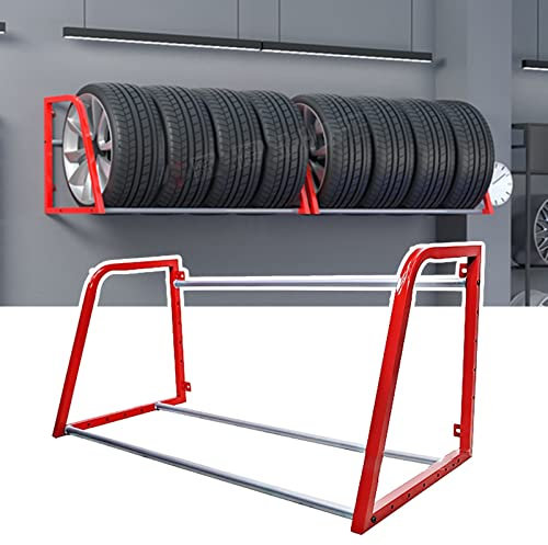 CMYUN Reifenregal 127cm/50 Reifenständer Wandmontiert - Haus Garage Carport Reifenhalterung Rot, Reifenständer aus Metall für Die Landwirtschaftliche Werkstatt