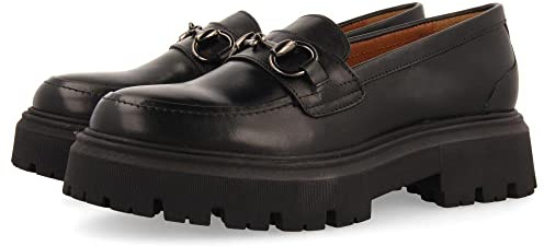 Mocasines Negros de Piel con Detalle Dorado para Mujer andsnes