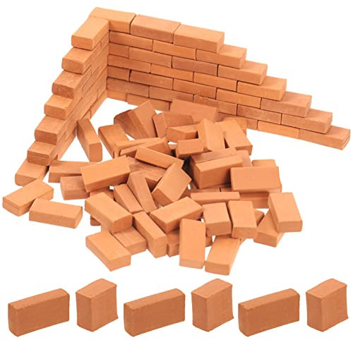 ibasenice 200 Stück Mini-Ziegel-Ornamente Für Kinder Modelleisenbahn-Layout Basteln Wandsteine Lernspielzeug