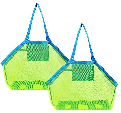 Strandtasche Strandspielzeug Netztasche 2 Stück Tragbare Tasche Sandspielzeug Große Tragbare Sommer Strandtasche Netztasche Grün Aufbewahrungstasche für Kinderspielzeug Familie Urlaub