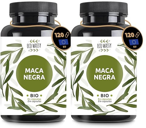 Maca Noire Péruvienne 100% Pure BIO, Sans Additifs. 120 Capsules De Maca Andine, Supplément Énergétique Et Exhausteur, Totalement Naturel Sans Produits Chimiques. Végétalien. Racine Pure (240)