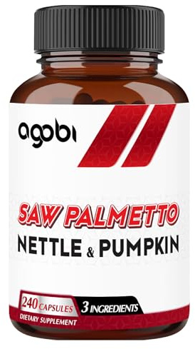 agobi Saw Palmetto Supplement with Nettle Leaf & Pumpkin - Support for Restful Mood, Hair Health, Immune System & Energy Production - 240 Veggie Capsules for 4-Month Suppply