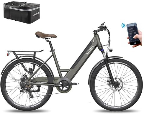 Fafrees Electric Bike WITH APP, 26 INCHES Electric Bikes for Adult Low Frame, 36V 14.5Ah Removable Battery Pedal Assist Ebike, 250W City Electric Bicycle, 7 Speed Gears, F26 Pro Gray