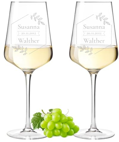 2er Set Leonardo Puccini Weingläser 560 ml als Hochzeitsgeschenk - das Hochzeitsgeschenk für Paare - Geschenke zum Jahrestag, Verlobung und Hochzeit - Weinglas mit Namen - für Frauen und Männer