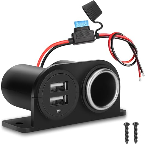 1 Stück Dual-USB-Steckdose, Zigarettenanzünder, Splitter, 12 V, Auto-Ladegerät, Steckdosenadapter, Ersatz mit Flachsicherung für Wohnmobil, Boot, Marine, LKW, ATV, UTV, Bus usw