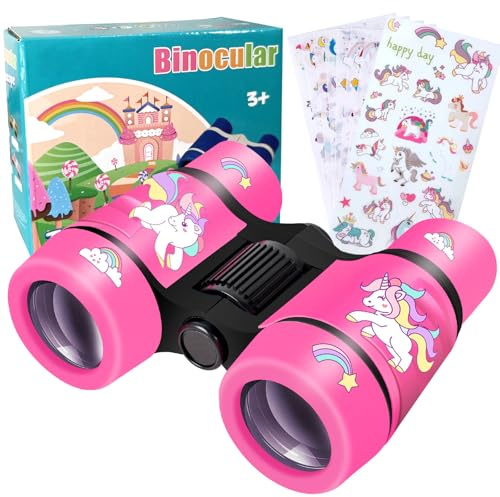 Binoculars for Kids with Unicorn Stickers Girls Gifts for Age 3, 4, 5, 6, 7, 8, 9 + Years Old Boys Girls, Kids Binoculars Outdoor Toys for Sports and Outside Play, Bird Watching