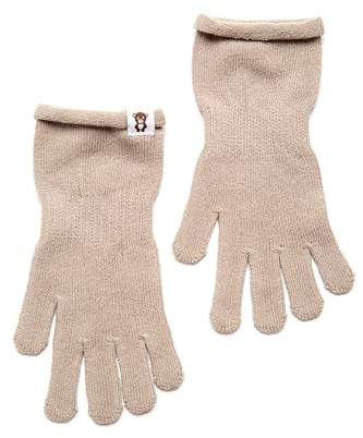 KNITAS Långa handledshandskar stickade av bomull för barn I enskikts fingerhandskar för pojkar och flickor 2–8 år I bekväma mjuka handskar i färgen beige och rosa – storlek 4–7, Beige, Größe 6-7 (für