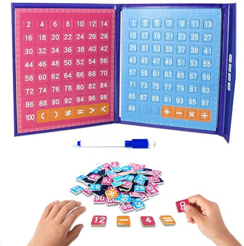 HNBTX Montessori Rechnen,Mathe Spiele Grundschule,1-100 Numbers Learning Toy pädagogisches magnetisches Zahlenbuch für Kinder Zahl for Children from 3+ Years
