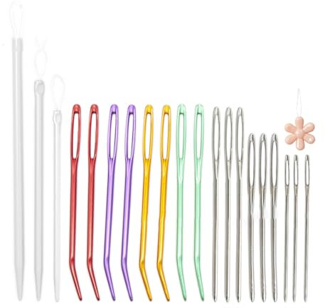 Juego de agujas de tejer de acero inoxidable de ojo grande, aguja de tapiz, aguja de lana e hilo de nailon, aguja de ojo grande para cuentas, aguja de ojo grande para coser a mano, aguja de ojo grande