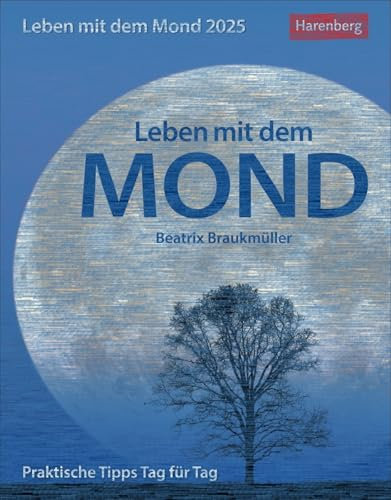 Leben mit dem Mond - Kalender 2025 - Harenberg-Verlag - Wissenkalender - Tagesabreißkalender mit Mondphasen und Einflüssen auf Mensch und Natur - 12,5 cm x 16 cm