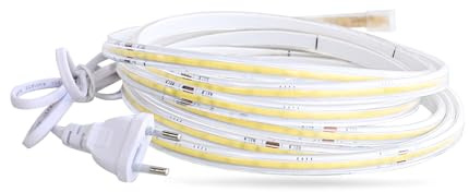 pcning COB Flexible LED Strip Light Warmweiss 1M 230v Direktanschluss 1 Meter 10W LED Streifen Wasserdicht IP67 3000K (Warmweiß, 1M)