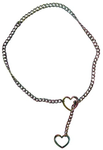 Slip Chain Choker - Ring Necklace, Handmade Lariat Ring Necklace | Love Shackles Necklace, Stainless Steel Adjustable Lariat Y Necklace, Heart Accent Punk Gothic Necklace for Women