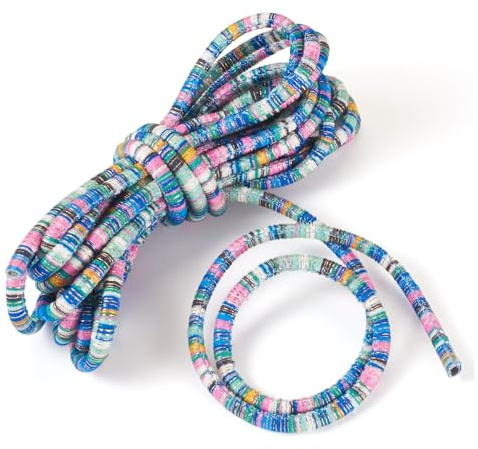 Beadthoven - Cordoncino etnico rotondo, 4,5 m, diametro 5 mm, in fibra di cotone intrecciato, stile bohémien, per fai da te, telefono, borse, bracciali, collane e gioielli, colore: nero