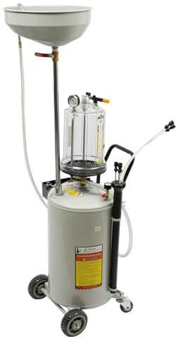 ACROSSPART Bac de récupération d'huile de 72 l, grande capacité, avec valve de sécurité et 4 roues, appareil d'aspiration mobile pour atelier et garage, hauteur réglable, vidange par pression d'air