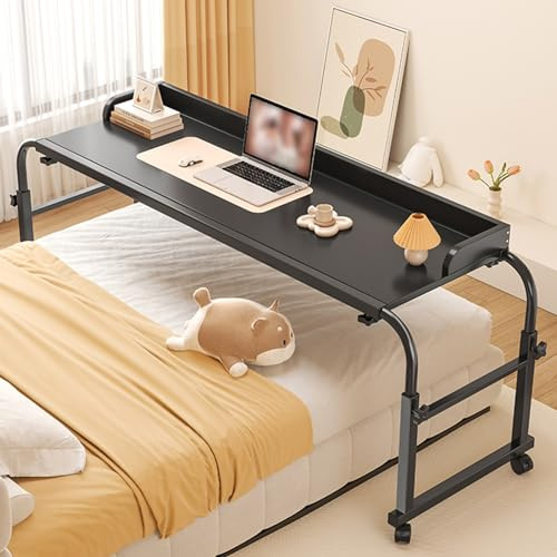 Table de lit réglable en hauteur avec roulettes pour ordinateur portable et bureau de comter, table médicale roulante pour poste de travail debout et plateau de nourriture, table de mobilité pour lit