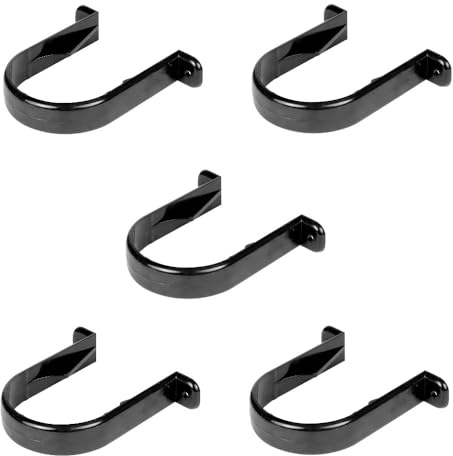 Downpipe Brackets - Round Drain Pipe Clips - 5 Pack Black