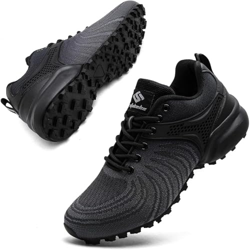 Mufanton Scarpe Trail Running Uomo Scarpe da Trekking Scarpe da Escursionismo Antiscivolo Scarpe da Ginnastica Fitness Outdoor Traspirante Sportive,Nero Giallo,EU39