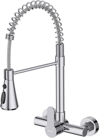 HURRAN Robinet Mural Cuisine Chrome | 3 Modes d'Écoulement, Pivotant 360°, Acier Inoxydable