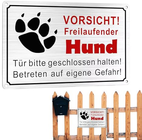 Vorsicht Hund Schild, 30x20CM Hundeschilder Warnung Achtung, Hund Schild Schilder Warnung, Warnschild Hund Aluminium mit Vorgebohrten Löchern