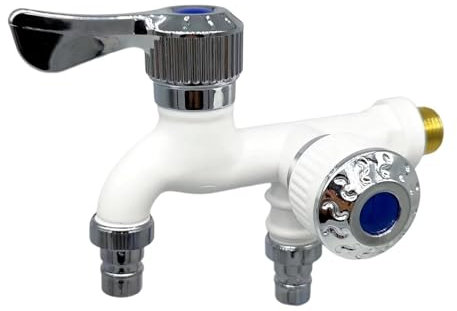 CYMMIYT Wandwasserhahn Gartenarmaturen, schnelle Bidetarmaturen, Wandmontage, doppelter Wasserauslass, Badezimmerarmaturen, Gadgets(White)
