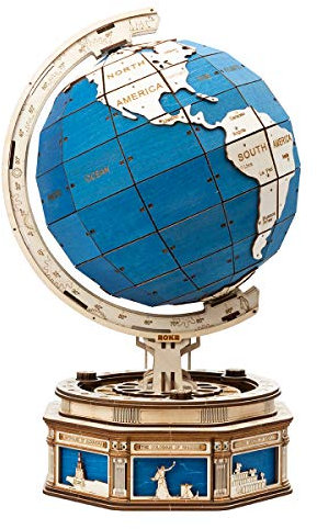 Flechae 3D-Globus-Holzpuzzle, 567 Teile, übergroß, for Selbermachen, drehbares Spiel, Montagespielzeug, Geschenk for Teenager und Erwachsene, Heimdekoration, Globus ST002