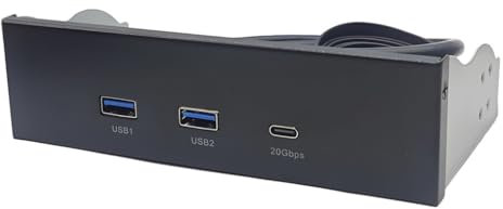 JMT 2 Anschlüsse USB 3.2 Frontplattenhalterung 13,3 cm / 8,9 cm Floppy Bay 19Pin auf USB Hub HD Audio Kopfhörer/USB-C 20Gbps mit Kabel für Desktop (Typ A)