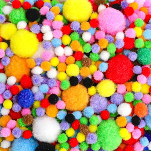 Demarsen Pompons zum Basteln 1000 Stück 1-3cm Mini Pompons Filzkugeln Bunt für Ostern, Kleine Bommeln für Lustige DIY Kreative Handwerk, Partydekoration