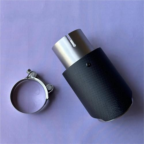OGJFD Auto Auspuff Endrohr 1 Stück Auto-Auspuffblende Matt Carbon Fiber Silber Edelstahl Auspuffrohre Auspuffanlage Schalldämpfer Endrohr Für Alle Autos Schalldämpferabdeckung(ID 86-OD 101)