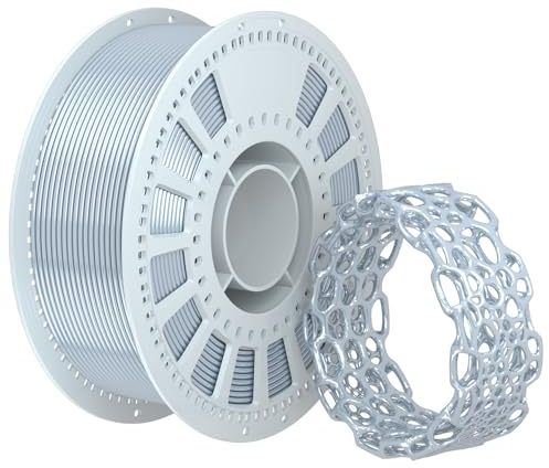 NevsBye Silk PLA 3D Drucker Filament 1.75mm, 1kg Pappspule, Maßgenauigkeit +/- 0.02mm, passend für die meisten Drucker, verhedderungsfrei für reibungsloses Drucken (Silver)