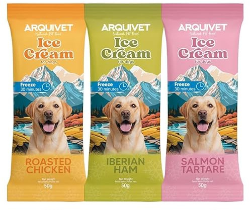 Lot de 6 Glaces pour Chien - 3 Saveurs différentes - 300 g. ARQUIVET