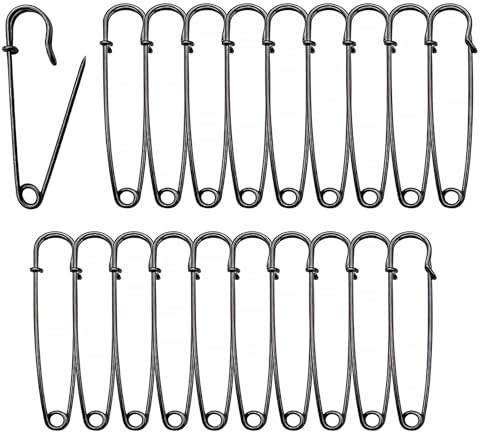 Barlone 90mm Sicherheitsnadeln Groß, 20 Stück Heavy Duty Sicherheitsnadel, Große Sicherheitsnadeln Schwarz für Kleidung, Quilten, Kunsthandwerk, Charms, Decken, Röcke, Schal,