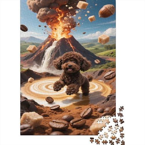 Teacup Poodle Jigsaw 1000 Piece Coffee Jigsaw Puzzles Image Puzzle Home Decoration Educational Game for Adults 1000pcs (75x50cm)