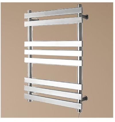 LYMGRZ Scaldasalviette in Acciaio Inox per Bagno, con Spina a Destra, Colore Argento, scaldasalviette a Parete, scaldasalviette Elettrico a 8 Barre