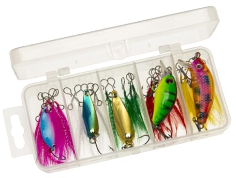 Kit Esche Artificiali - 20 Pezzi Kit Cucchiaini Rotanti,Accessori Per Cattura Carpe Persici Pesce Acqua E Salata Appassionati Regalo Uomo Padre
