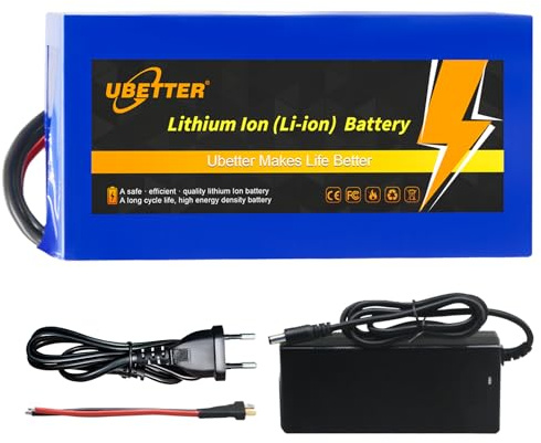 UBETTER 36V 14AH Batteria per Bici Elettrica, Batteria al litio per bicicletta 36V per Bicicletta Elettrica con Kit di Ricarica e BMS da 30A per E-Scooter da 100-1000W, Motore, Ebike